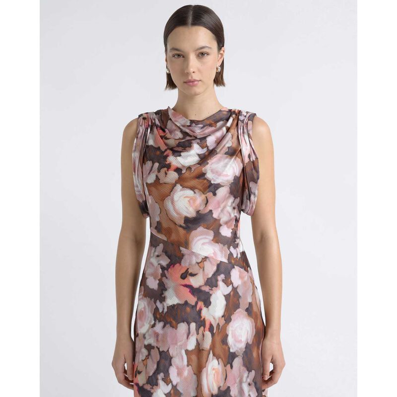 Cue Print Cowl Neck Midi Dress image number 3